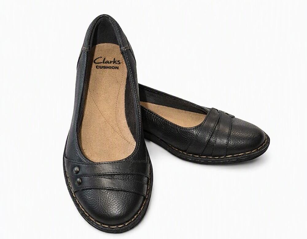 Clarks Collection Pegg Abbie Comfort Shoes Black Brown Size 7.5 M Leather